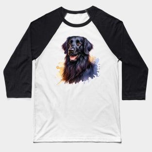 Flat-coated Retriever Watercolor - Beautiful Dog Baseball T-Shirt